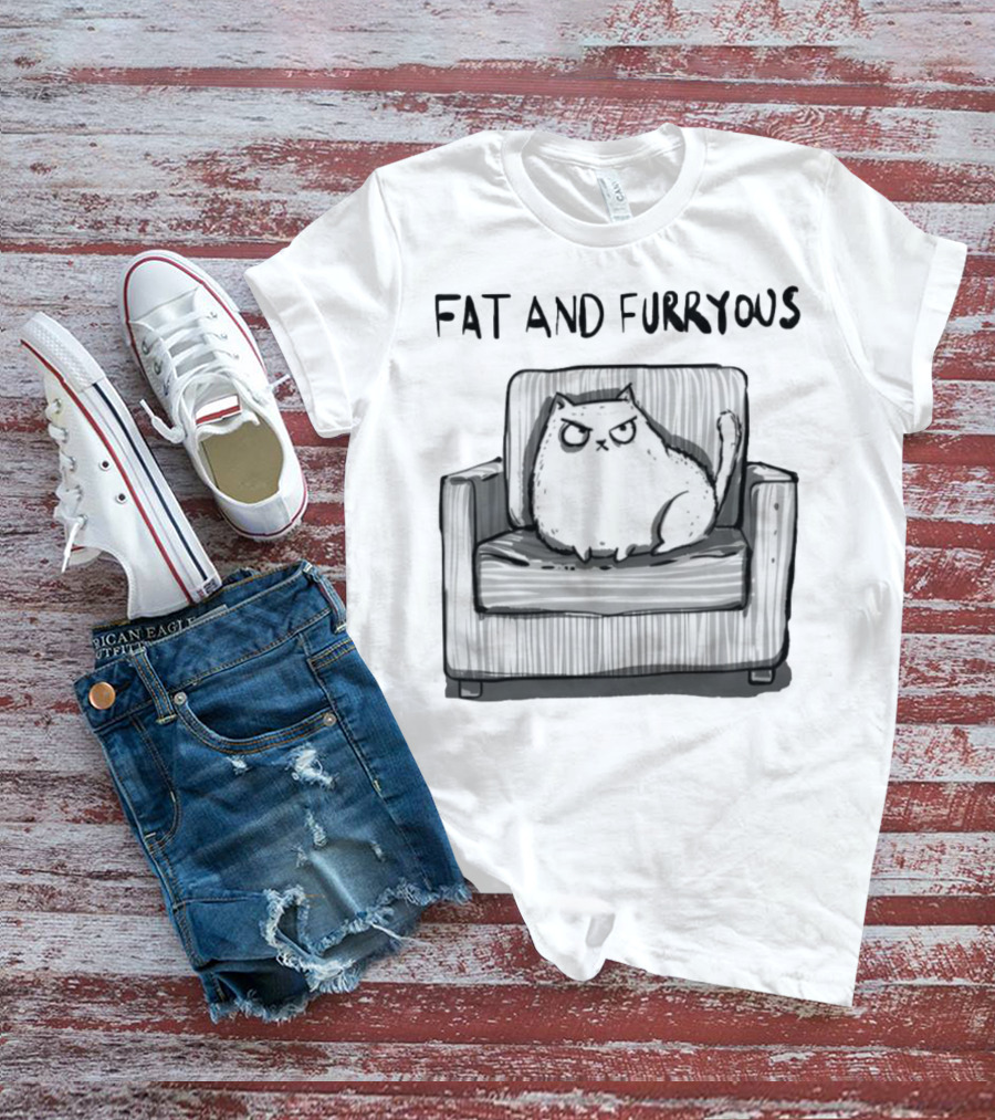 Fat And Furrous Cat On Chair T-Shirt