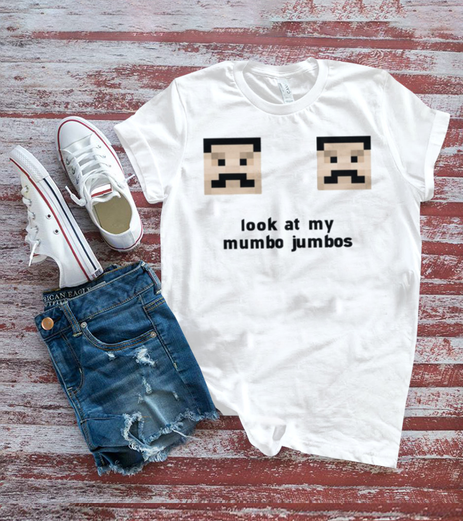 Minecraft Pixel Art Mustache Faces Look At My Mumbo Jumbos T-Shirt