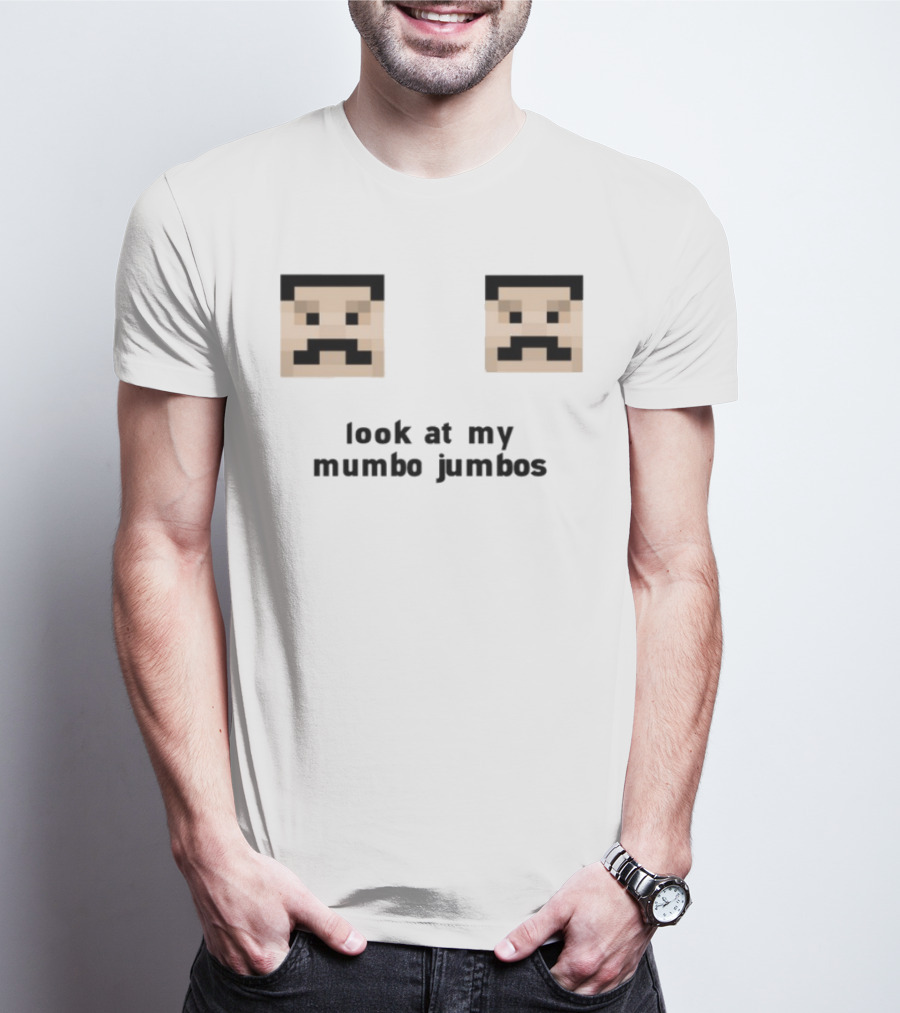 Minecraft Pixel Art Mustache Faces Look At My Mumbo Jumbos T-Shirt