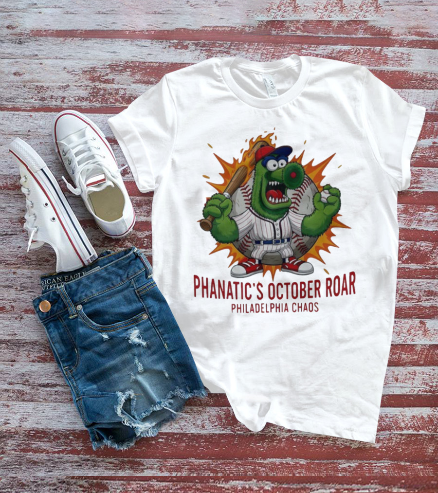Philadelphia Phillies Baseball Phanatic's October Roar Philadelphia Chaos Mascot T-Shirt