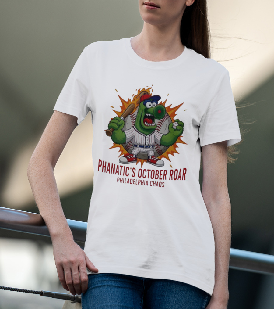 Philadelphia Phillies Baseball Phanatic's October Roar Philadelphia Chaos Mascot T-Shirt