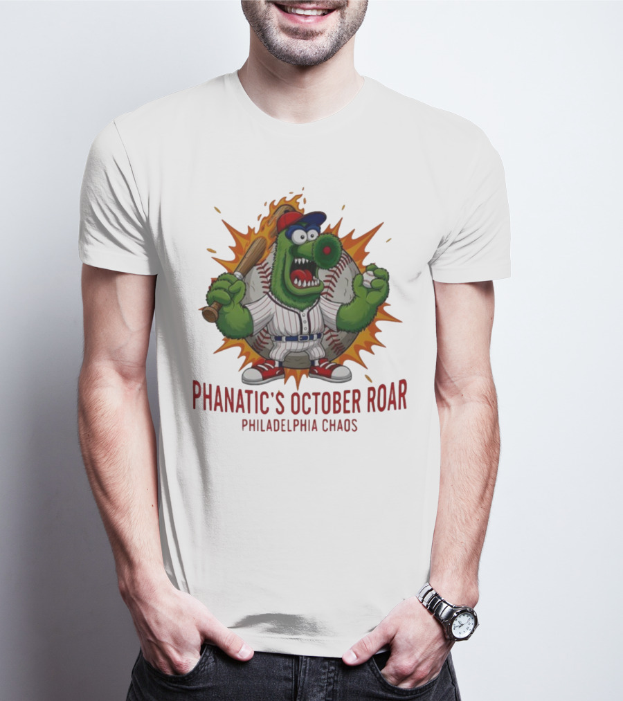 Philadelphia Phillies Baseball Phanatic's October Roar Philadelphia Chaos Mascot T-Shirt