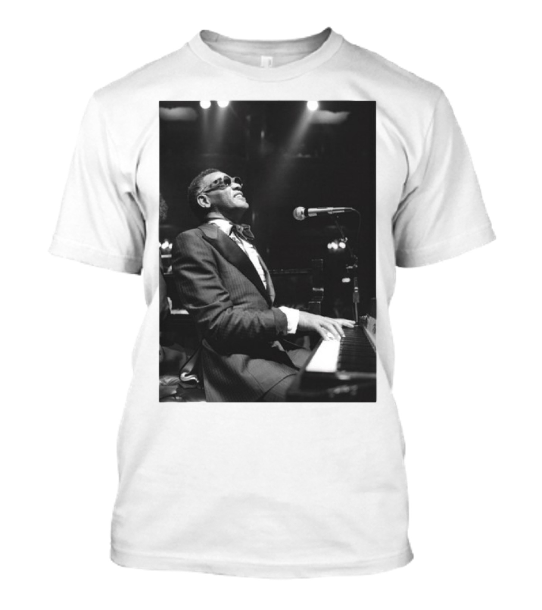 Ray Charles Live On Stage At The Piano In Black And White T-Shirt