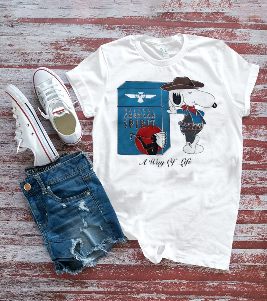 Snoopy Natural American Spirit A Way Of Life Cowboy Blue T-Shirt