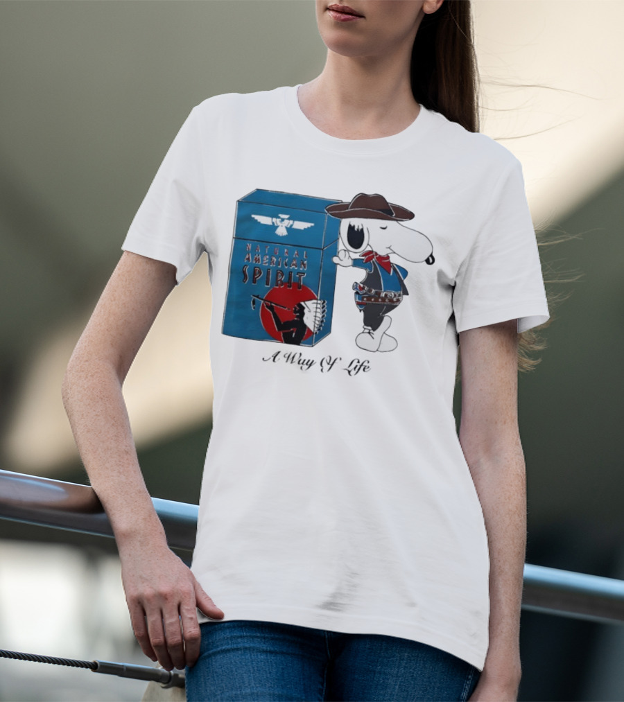 Snoopy Natural American Spirit A Way Of Life Cowboy Blue T-Shirt