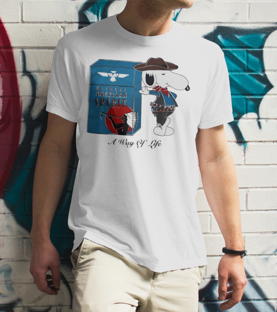 Snoopy Natural American Spirit A Way Of Life Cowboy Blue T-Shirt