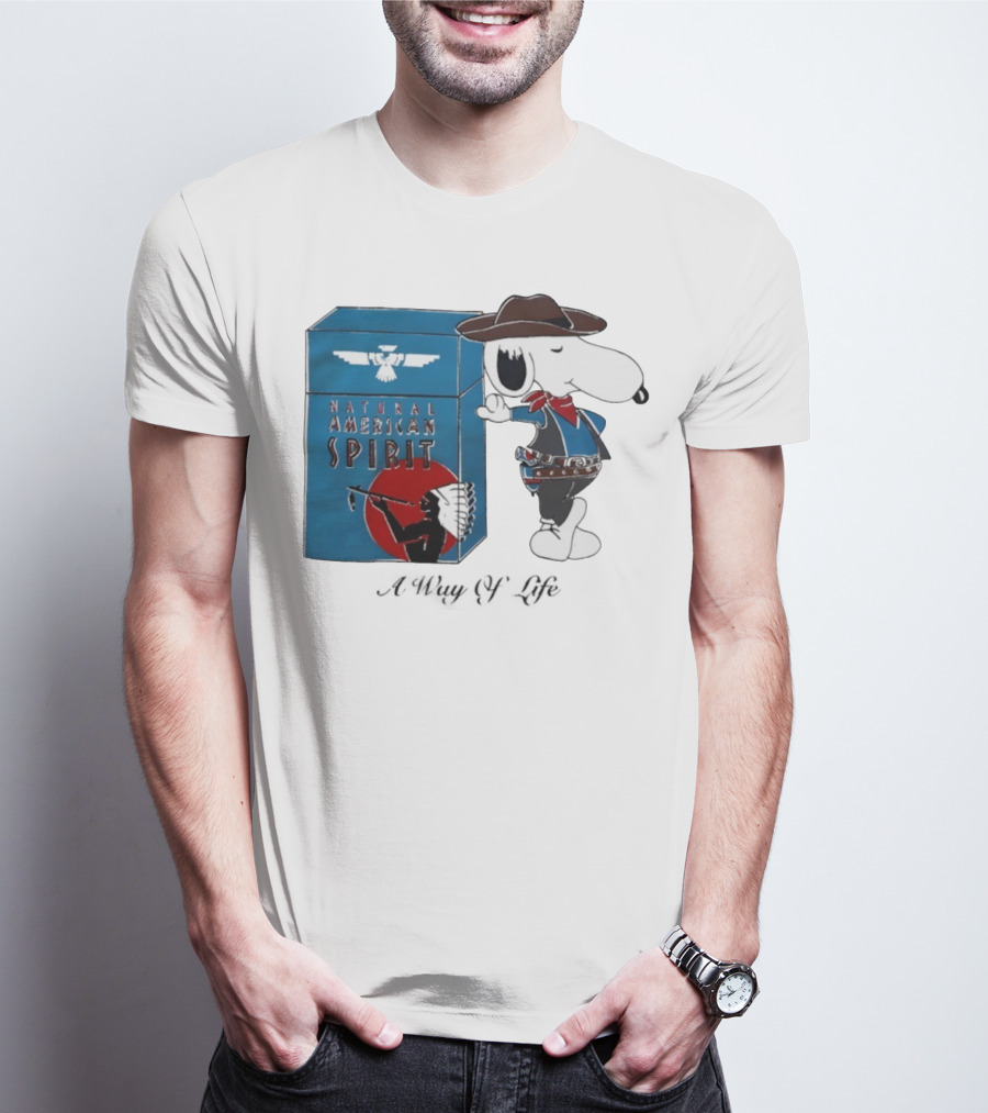 Snoopy Natural American Spirit A Way Of Life Cowboy Blue T-Shirt