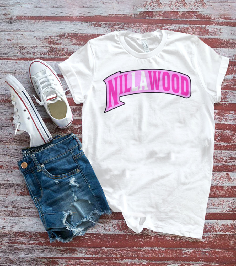 Nilla Allin Nillawood Pink Arch Text T-Shirt