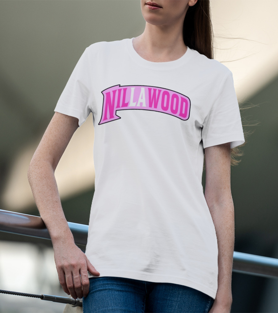 Nilla Allin Nillawood Pink Arch Text T-Shirt