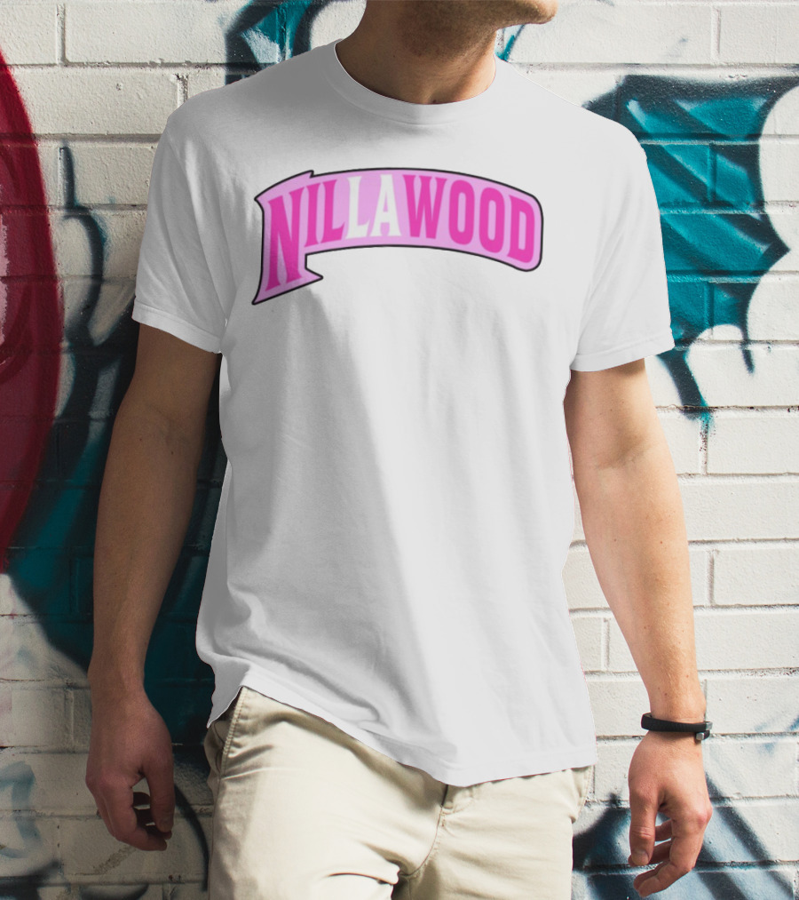 Nilla Allin Nillawood Pink Arch Text T-Shirt