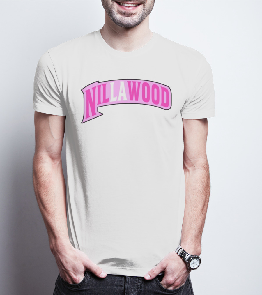 Nilla Allin Nillawood Pink Arch Text T-Shirt