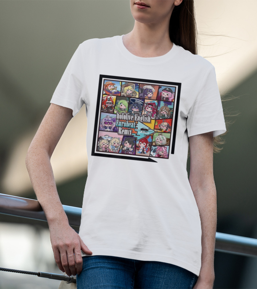 Hololive English Eurobeat Remix Album Characters Compilation T-Shirt