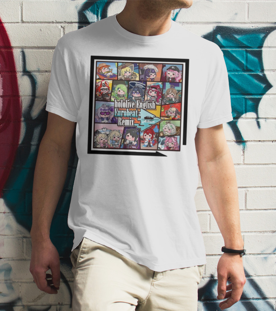 Hololive English Eurobeat Remix Album Characters Compilation T-Shirt