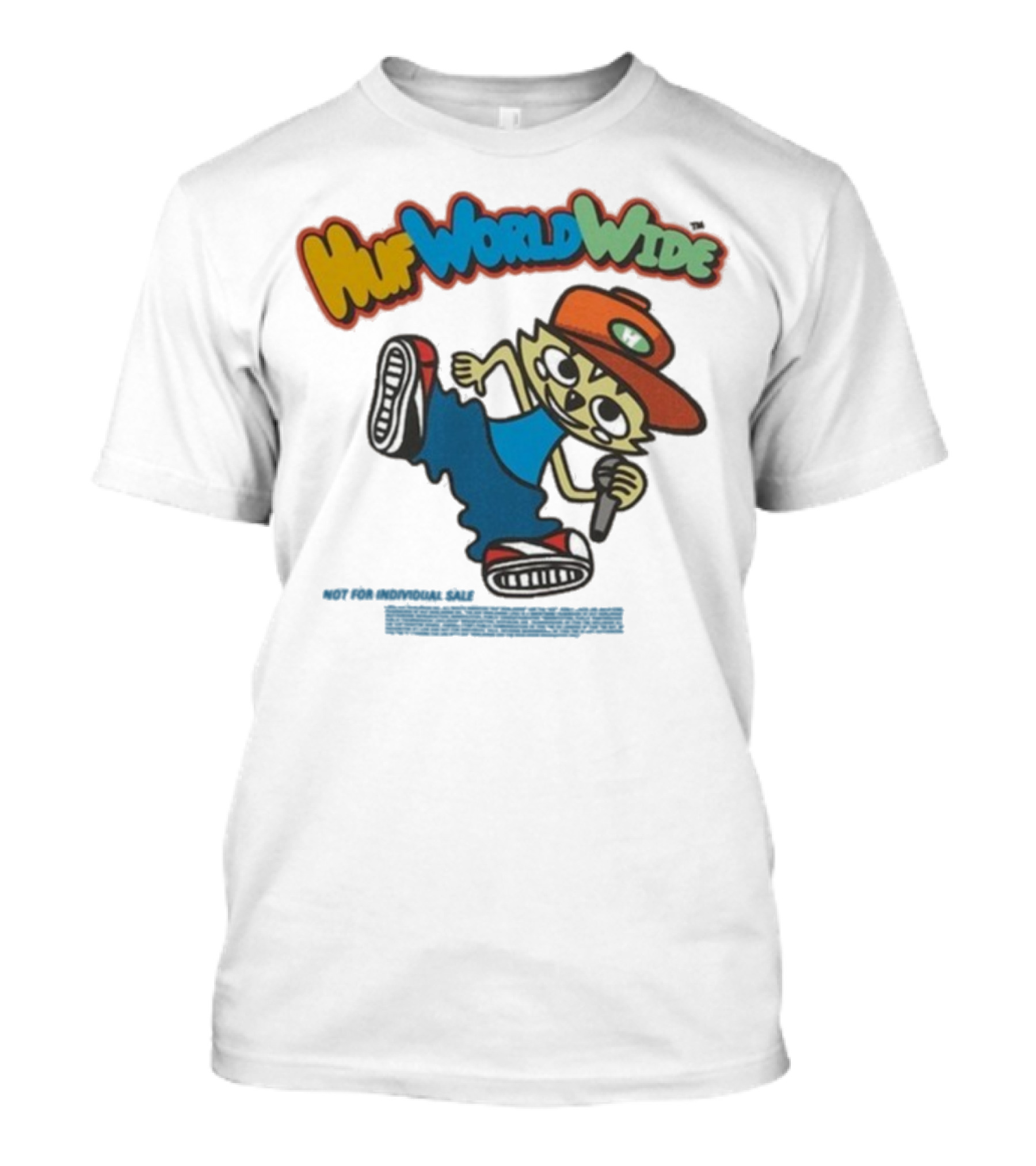 HUF Worldwide Chop Kick Block Character With Red Hat And Microphone T-Shirt