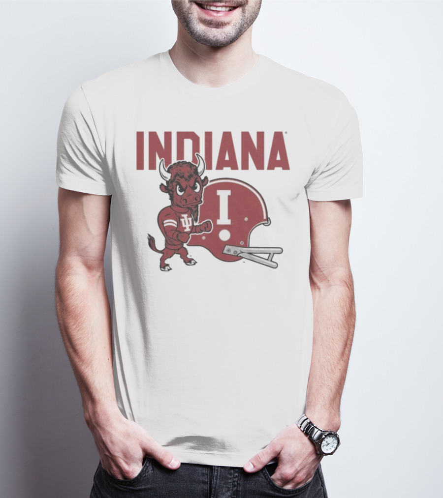 Indiana Hoosiers Bison Mascot And Football Helmet T-Shirt