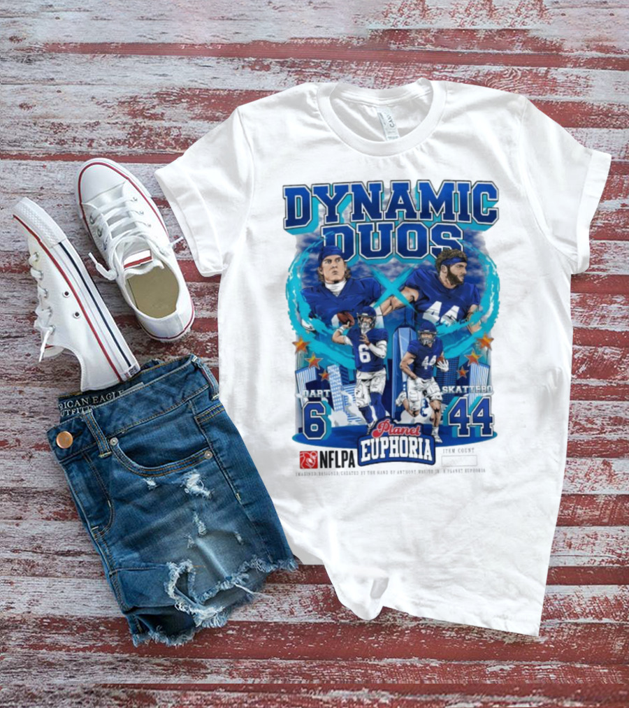 Dynamic Duos Jaxson Dart Cam Skattebo Planet Euphoria New York Giants T-Shirt