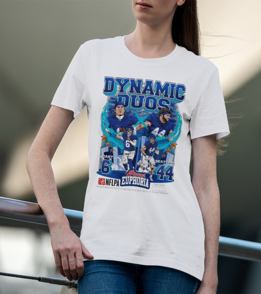 Dynamic Duos Jaxson Dart Cam Skattebo Planet Euphoria New York Giants T-Shirt
