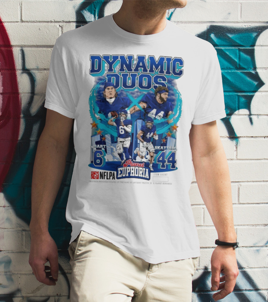 Dynamic Duos Jaxson Dart Cam Skattebo Planet Euphoria New York Giants T-Shirt