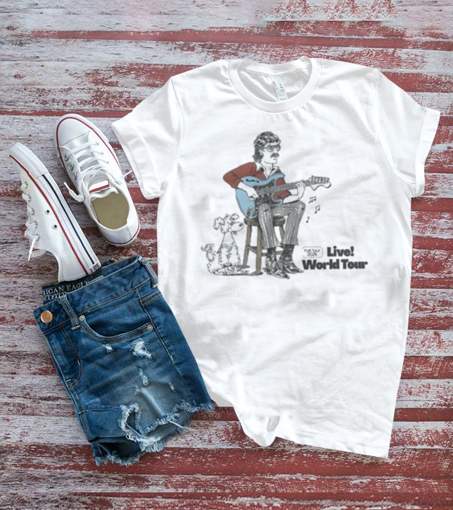 Johnny 54 Ultra Live World Tour Concert Fall 2025 Dog Cartoon Guitar Player T-Shirt