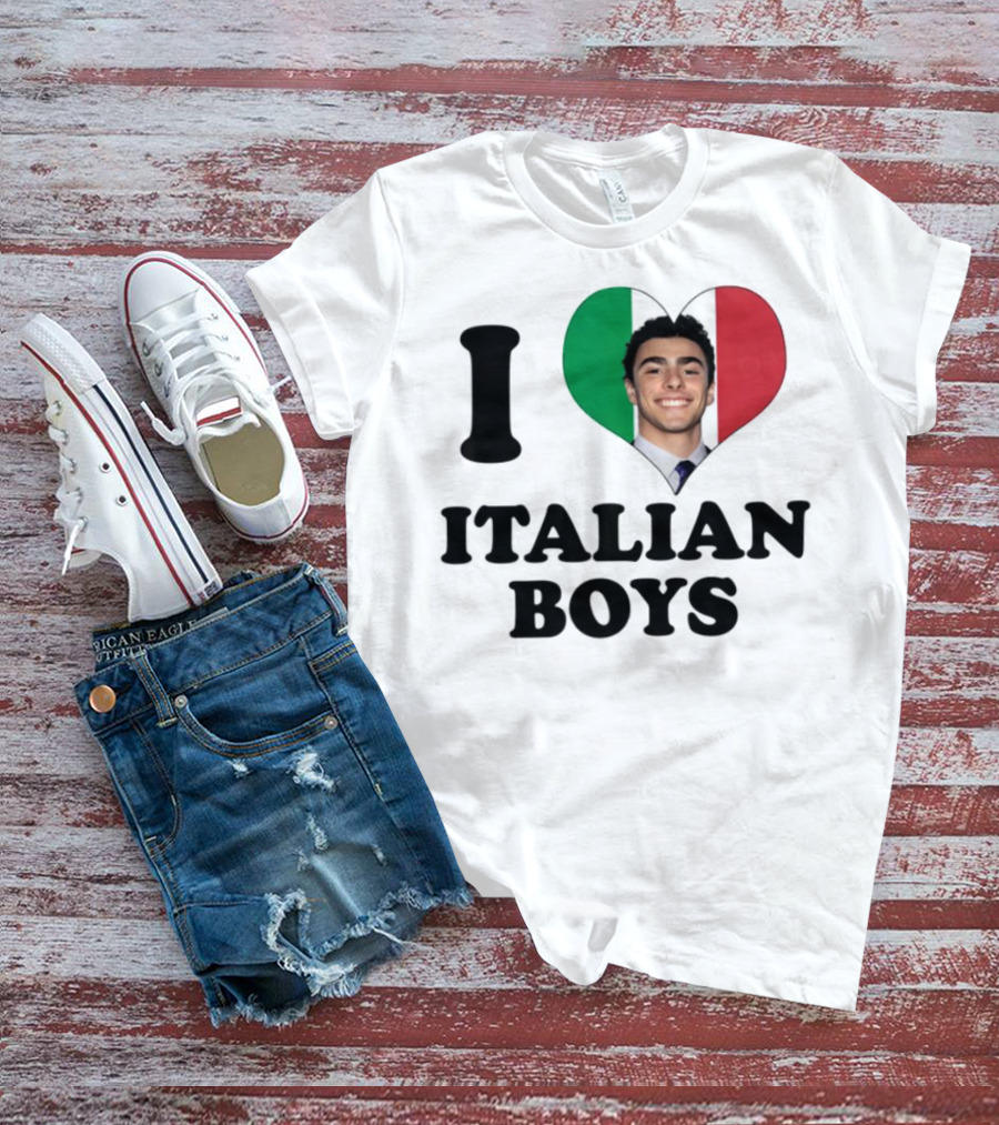 Luici Mangione I Love Italian Boys Heart Italy Flag T-Shirt
