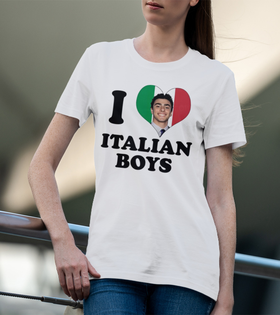 Luici Mangione I Love Italian Boys Heart Italy Flag T-Shirt