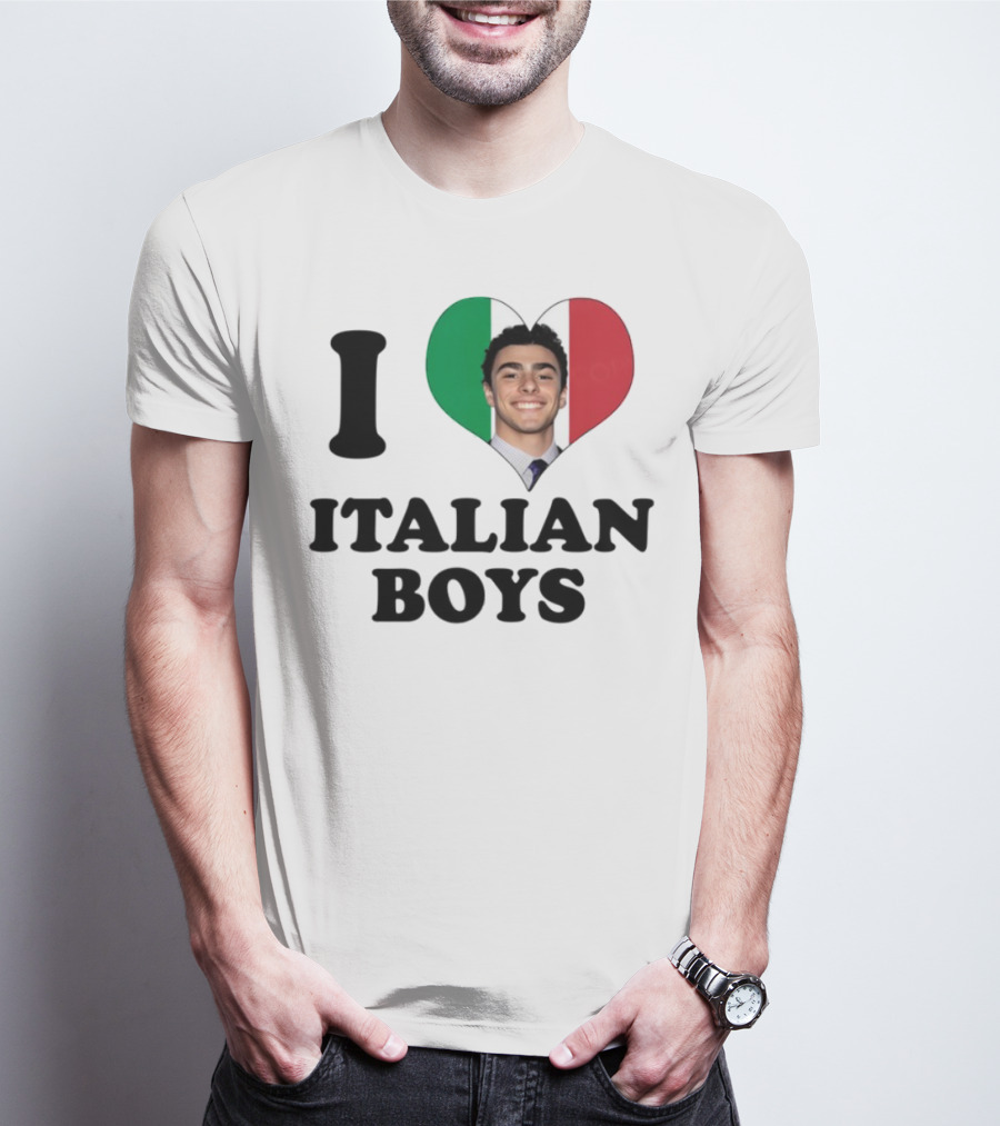 Luici Mangione I Love Italian Boys Heart Italy Flag T-Shirt