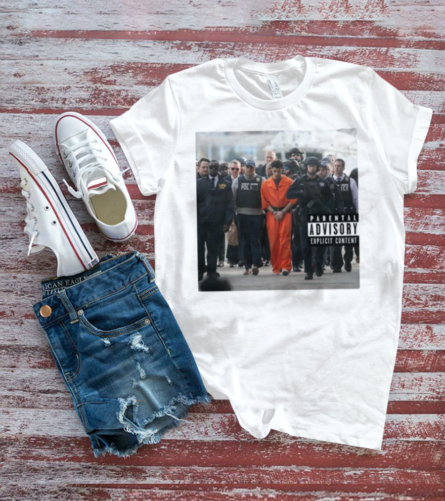 Luigi Mangione Helicopter Arrival With Police Explicit Content T-Shirt