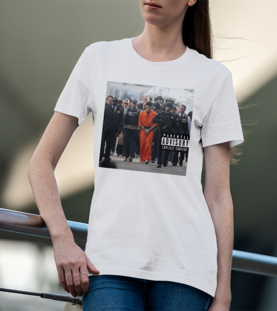Luigi Mangione Helicopter Arrival With Police Explicit Content T-Shirt