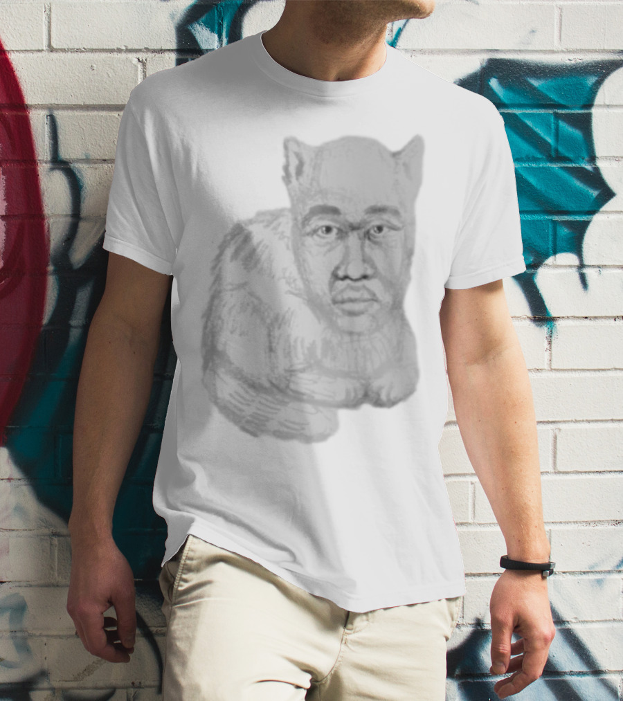 Mcfreakery Cat With Human Face Sketch T-Shirt