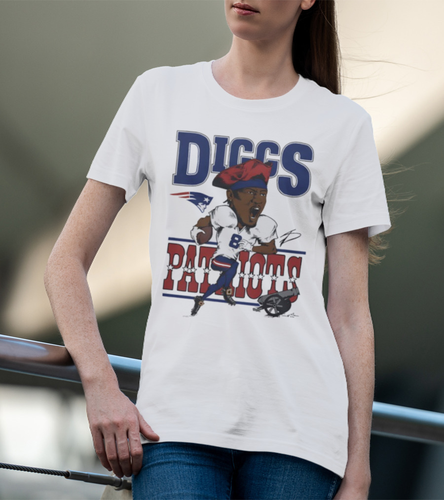 New England Patriots Diggs Signature Football Art T-Shirt