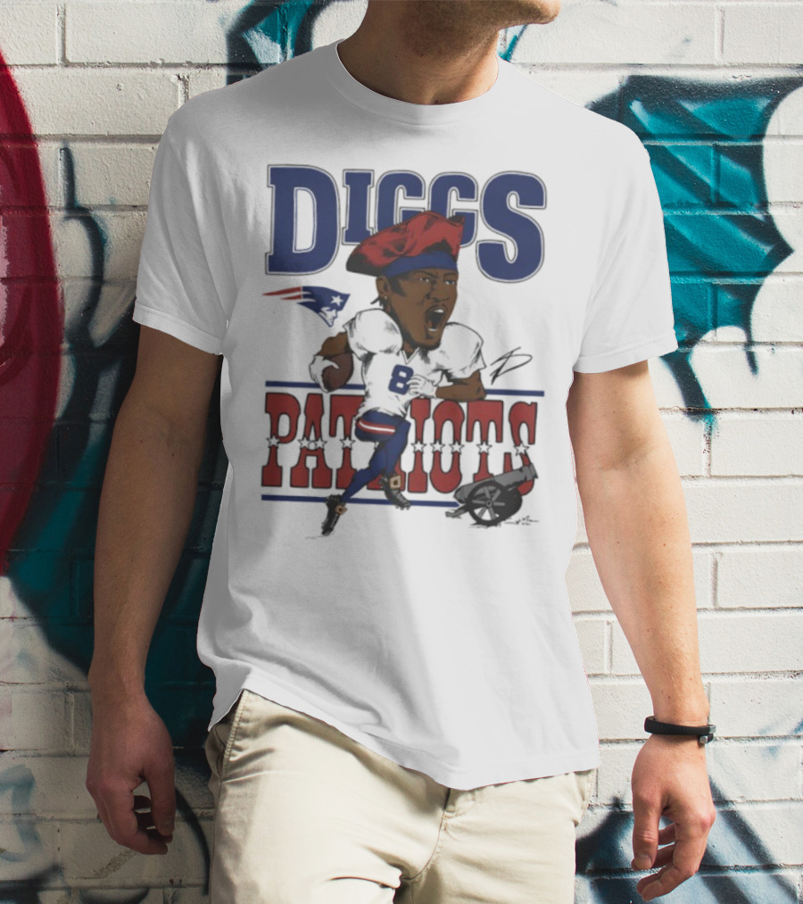 New England Patriots Diggs Signature Football Art T-Shirt