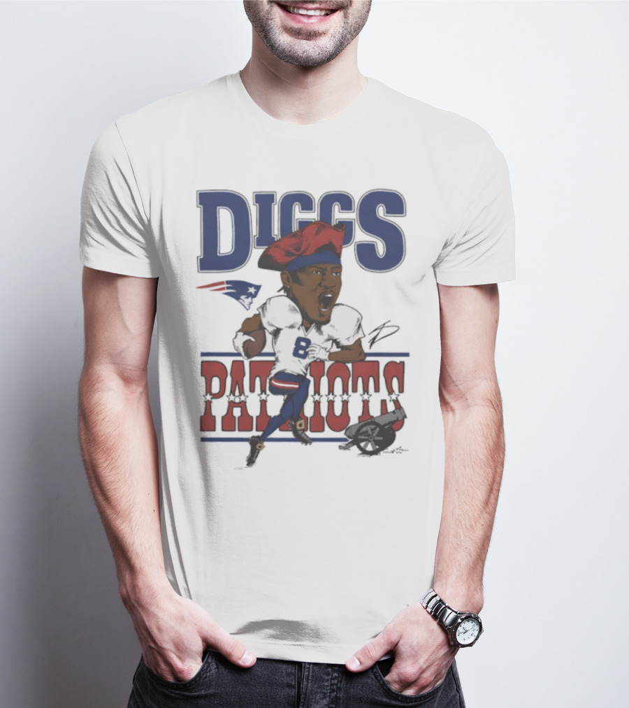 New England Patriots Diggs Signature Football Art T-Shirt