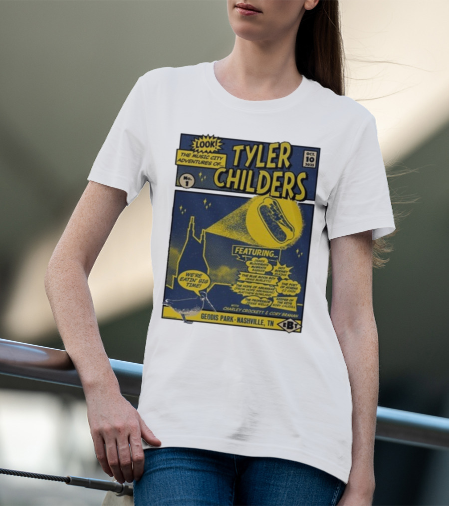 The Music City Adventures Of Tyler Childers Geodis Park Nashville TN October 10 2025 Featuring Charley Crockett Cory Branan T-Shirt