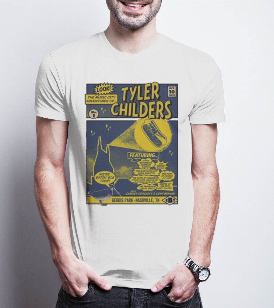 The Music City Adventures Of Tyler Childers Geodis Park Nashville TN October 10 2025 Featuring Charley Crockett Cory Branan T-Shirt