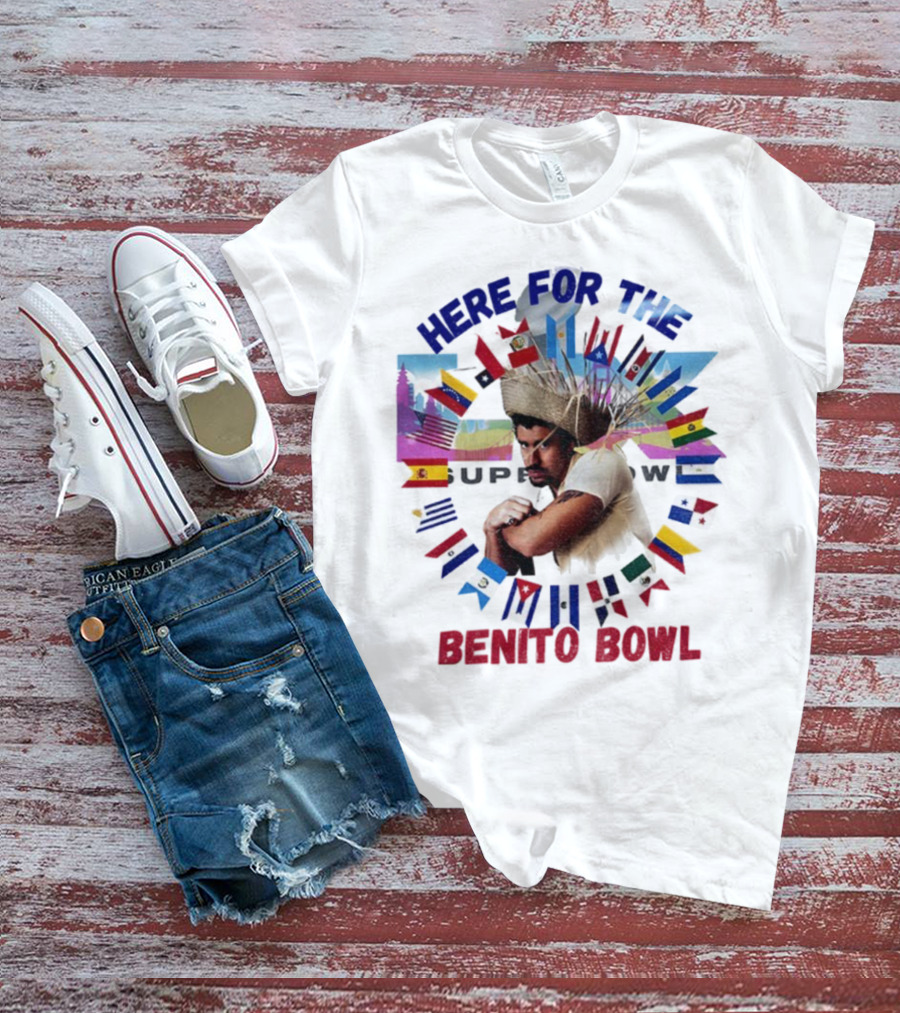 Here For The Benito Bowl Super Bowl Flag Circle T-Shirt