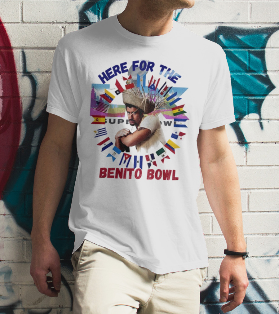 Here For The Benito Bowl Super Bowl Flag Circle T-Shirt