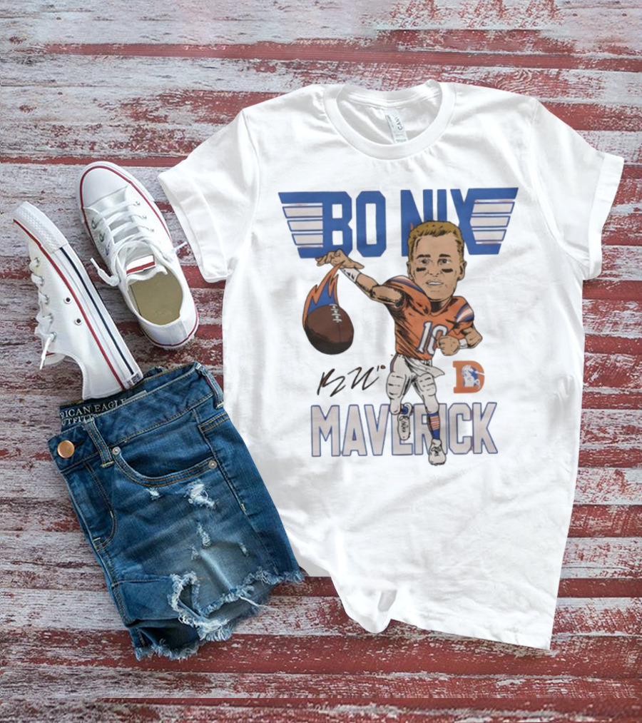 Bo Nix Maverick Broncos Signature Football Player Illustration T-Shirt