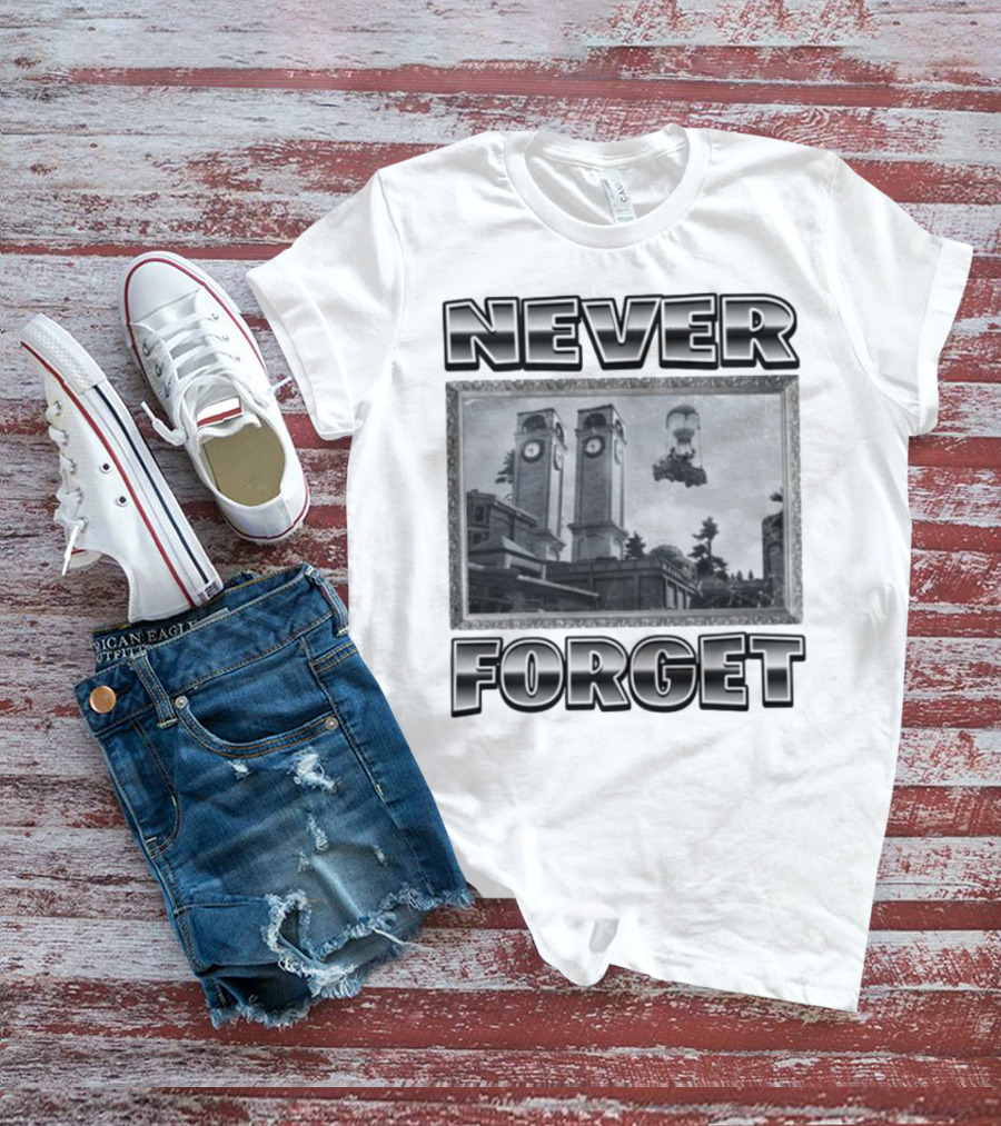 Never Forget Tower Balloon Flight Vintage Photo T-Shirt