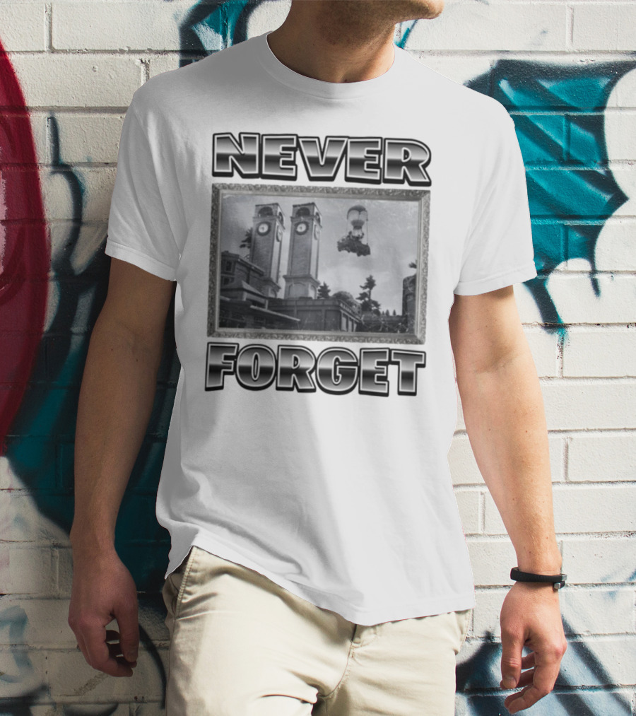 Never Forget Tower Balloon Flight Vintage Photo T-Shirt