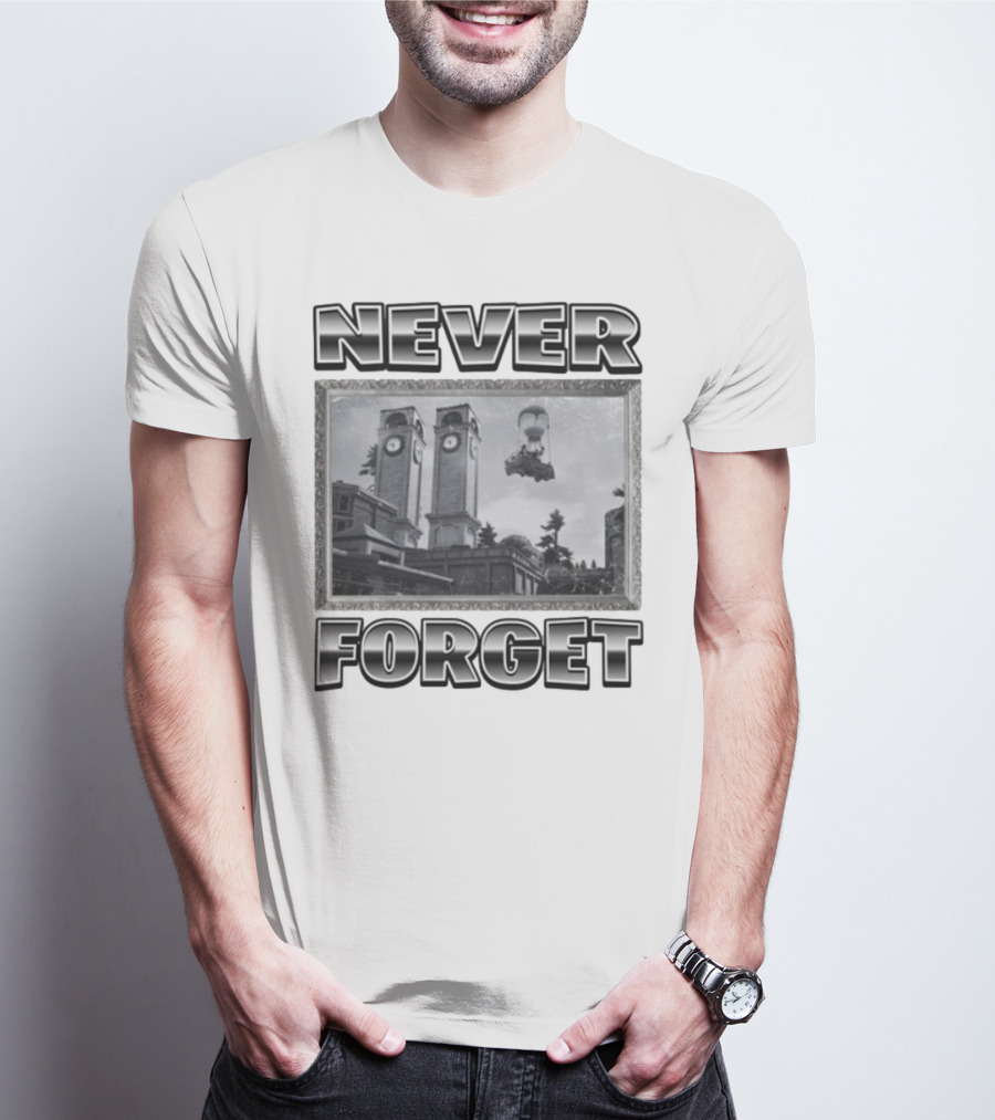 Never Forget Tower Balloon Flight Vintage Photo T-Shirt