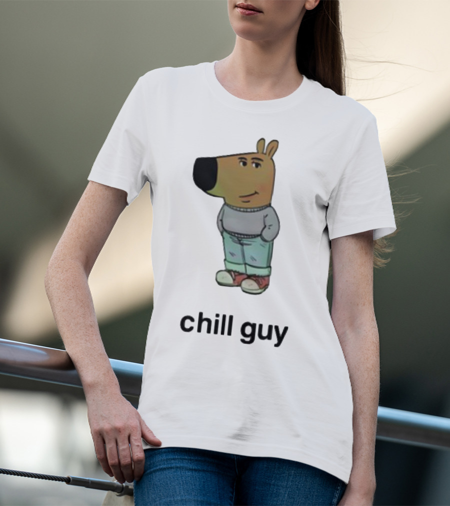Chill Guy Cartoon Character Casual Style T-Shirt