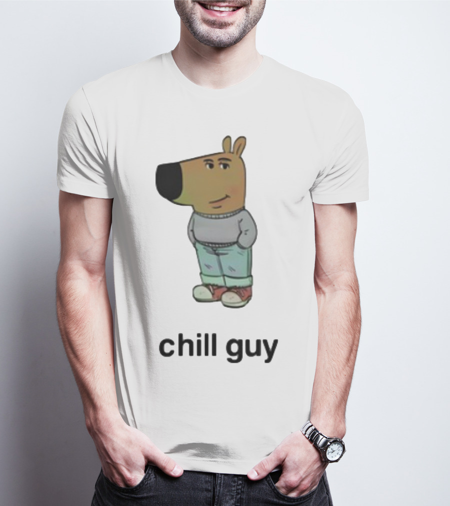 Chill Guy Cartoon Character Casual Style T-Shirt