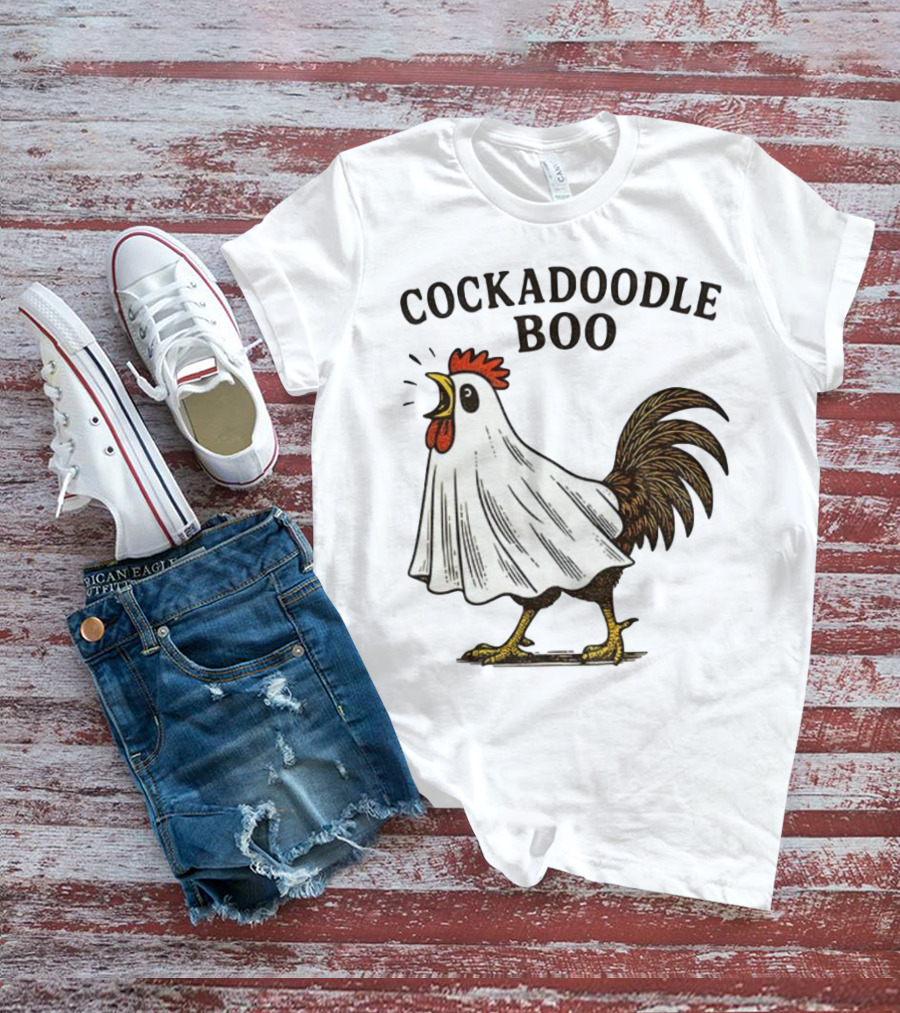 Cockadoodle Boo Ghost Rooster Halloween 2025 T-Shirt
