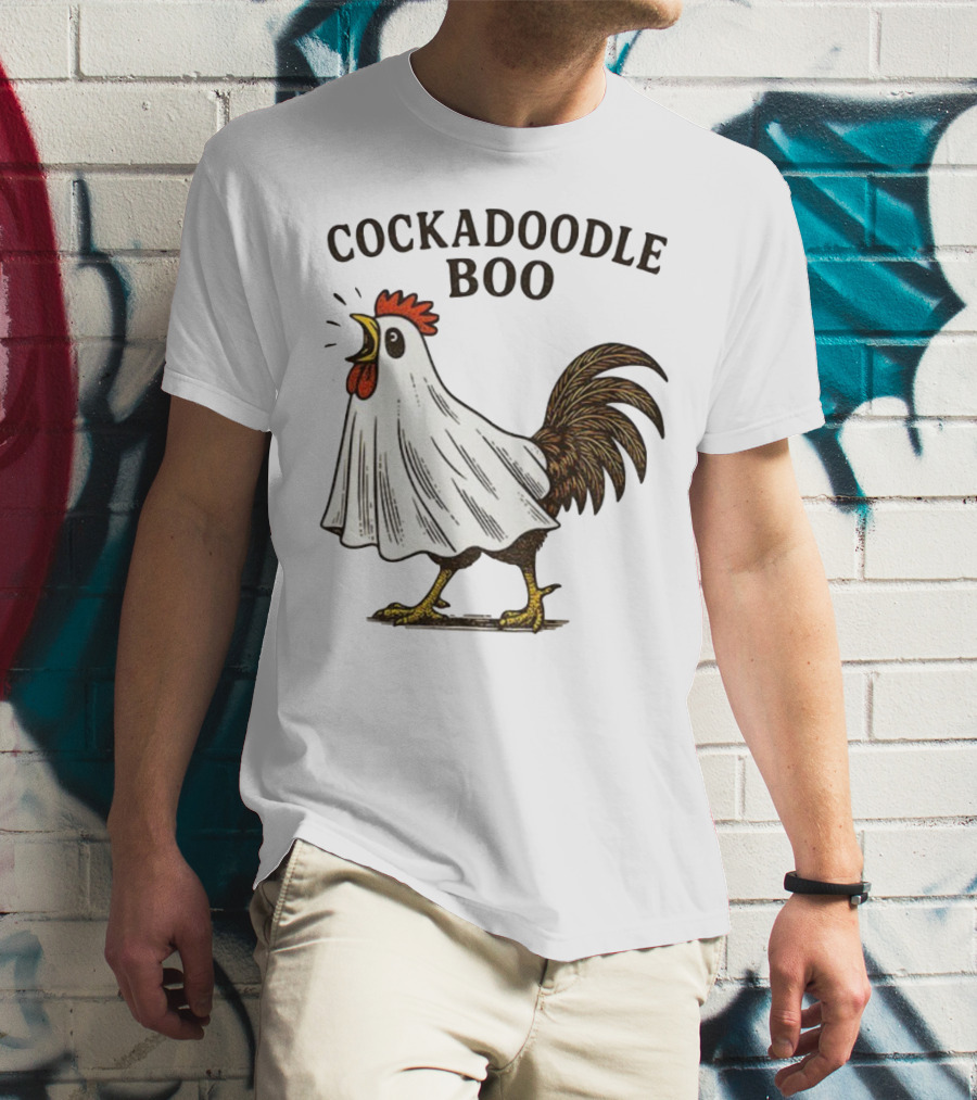 Cockadoodle Boo Ghost Rooster Halloween 2025 T-Shirt