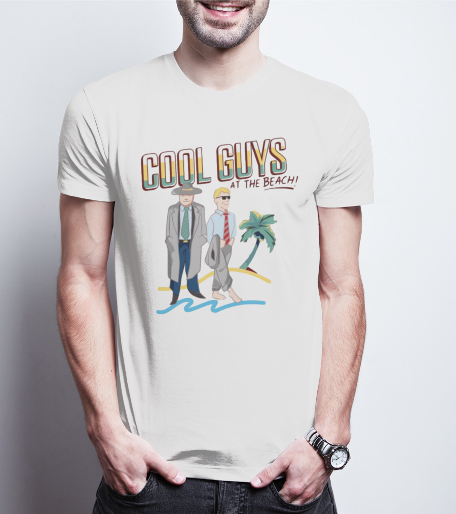 Cool Guys At The Beach Vintage Style Men In Suits Near Palm Tree T-Shirt