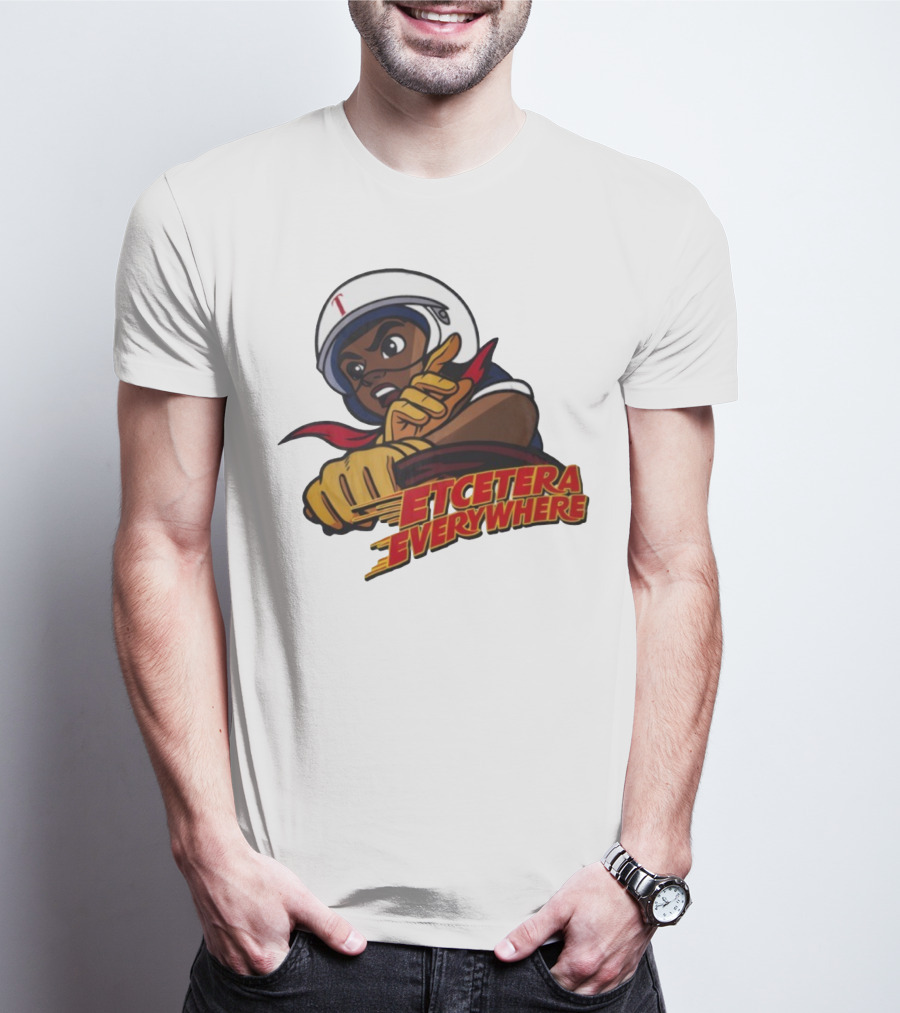 Etcetera Everywhere Racing Style Graphic With Determined Character T-Shirt
