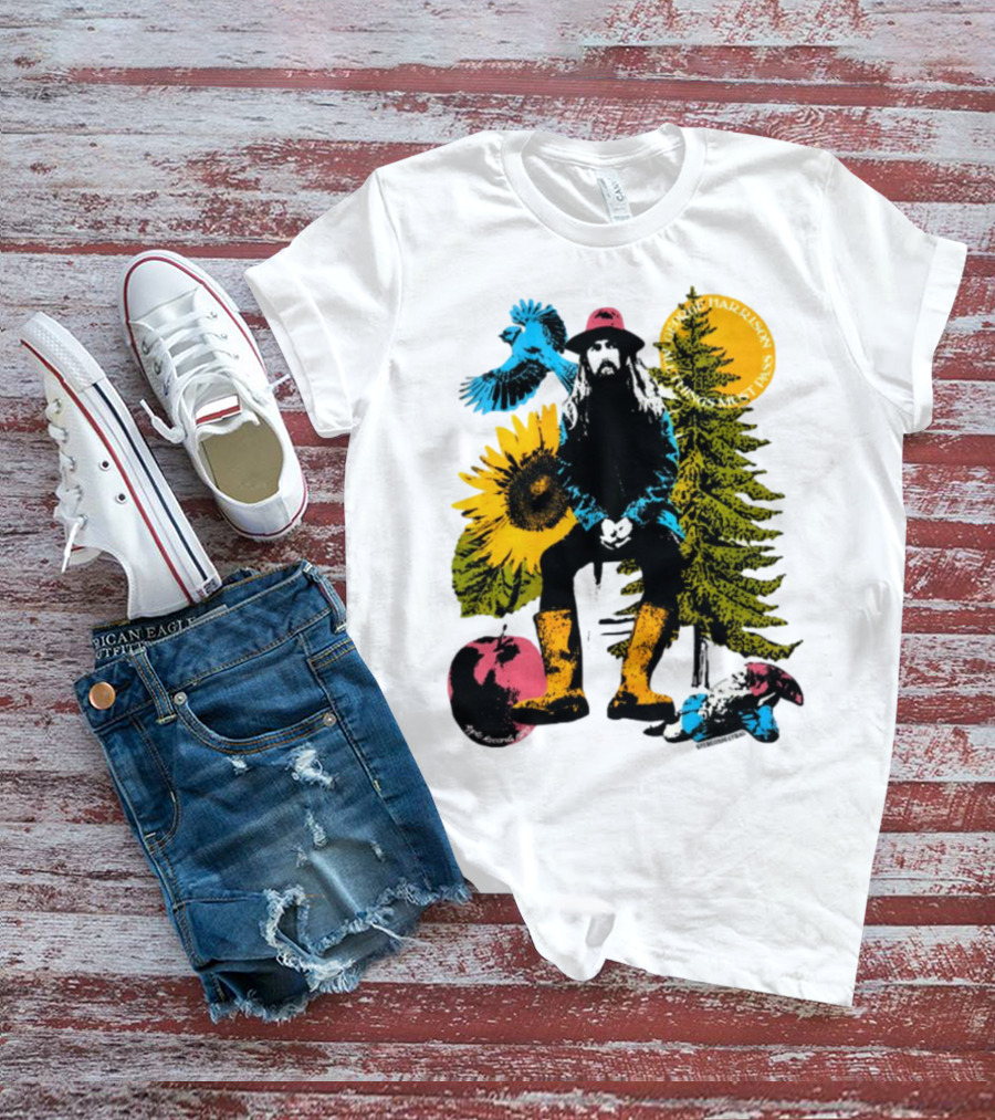 All Things Must Pass George Harrison Sunflower Tree Bird Apple T-Shirt