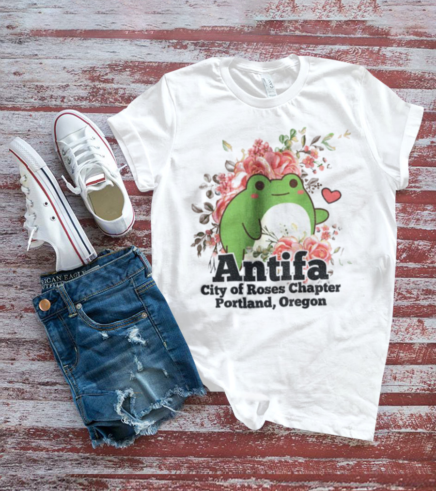 Antifa City Of Roses Chapter Portland Oregon Frog Protest Symbol T-Shirt
