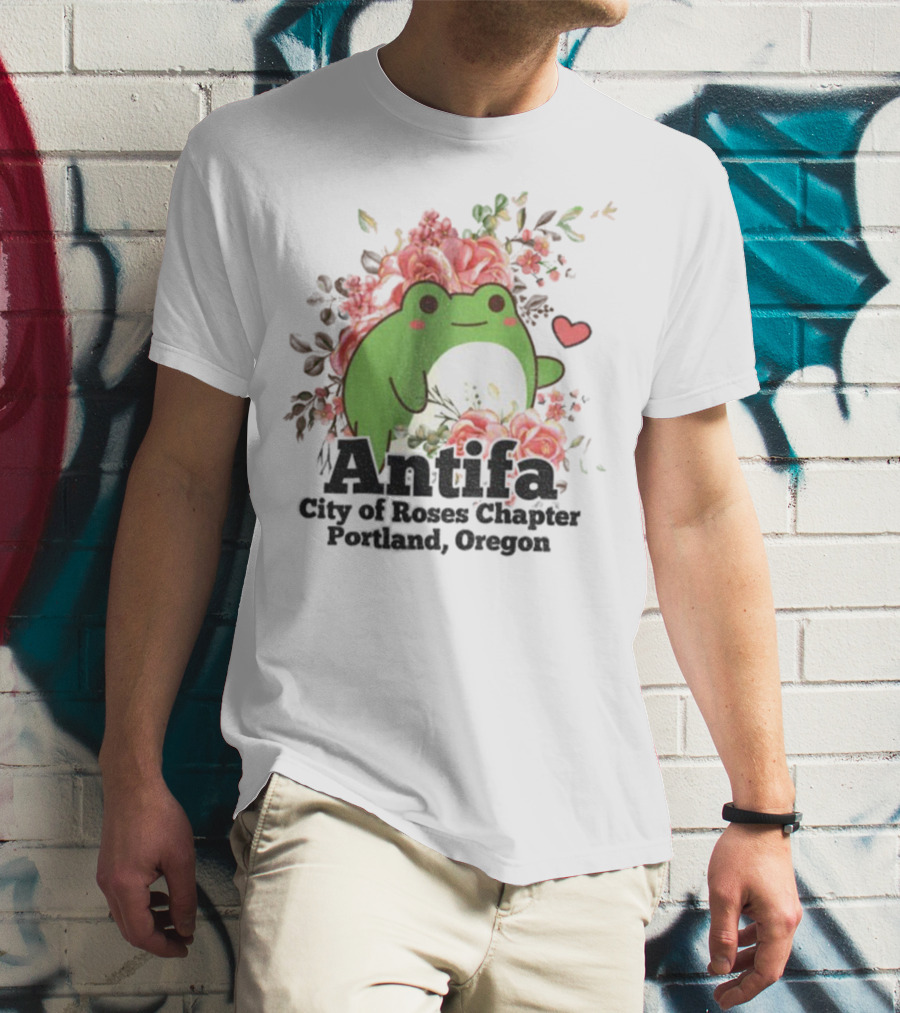 Antifa City Of Roses Chapter Portland Oregon Frog Protest Symbol T-Shirt