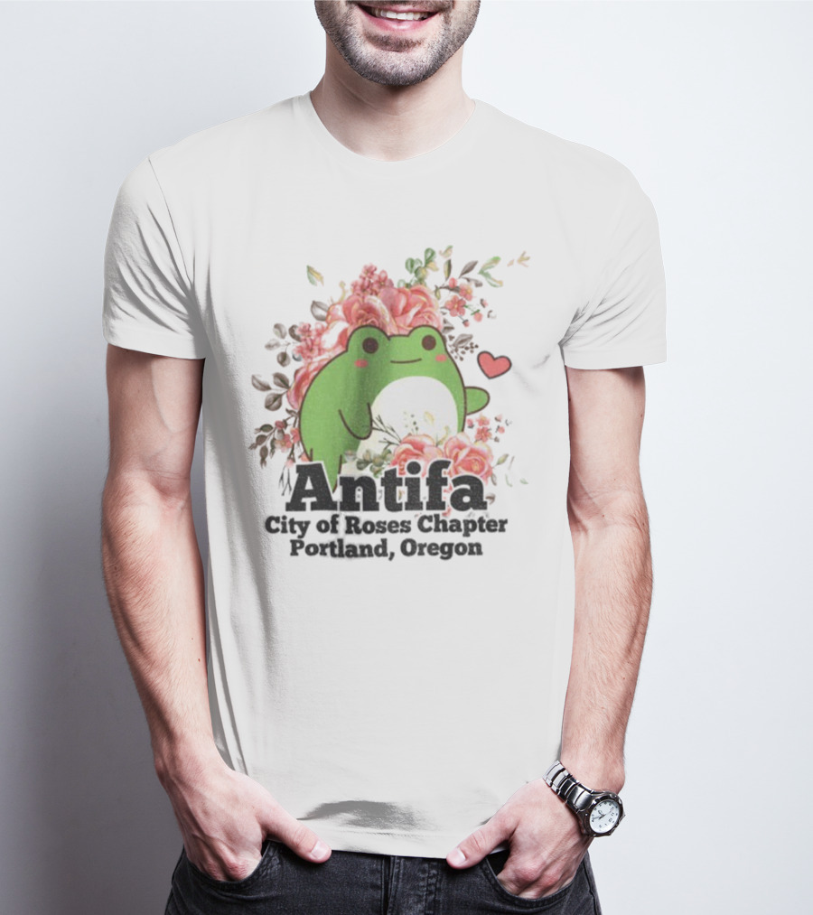 Antifa City Of Roses Chapter Portland Oregon Frog Protest Symbol T-Shirt